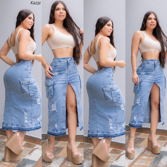 FALDA LARGA STRECH K4131 ❤ENVIO GRATIS ❤