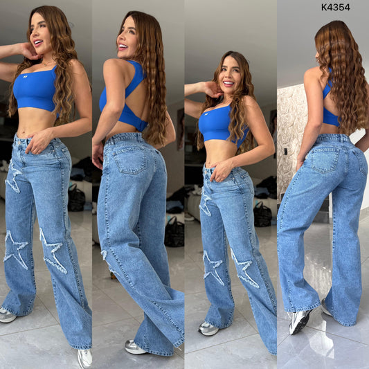 PANTALÓN MOM FLAT TENDENCIA K4354  ♥️ENVIO GRATIS ♥️