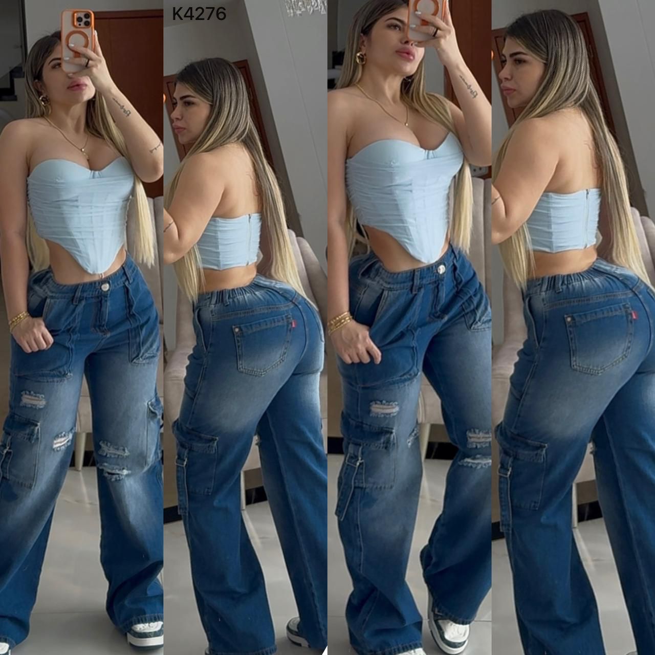 PANTALÓN CARGO TELA RIGIDA K4276 ♥️ENVIO GRATIS♥️