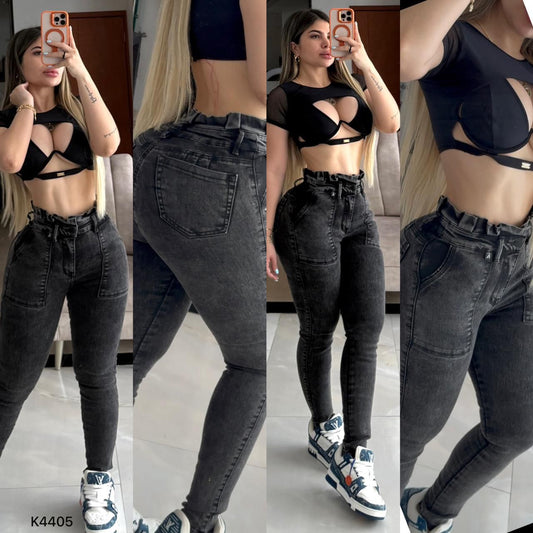 JEANS SKINNY GRIS GOLAS TELA STRECH  K4405 ♥️ENVIO GRATIS♥️
