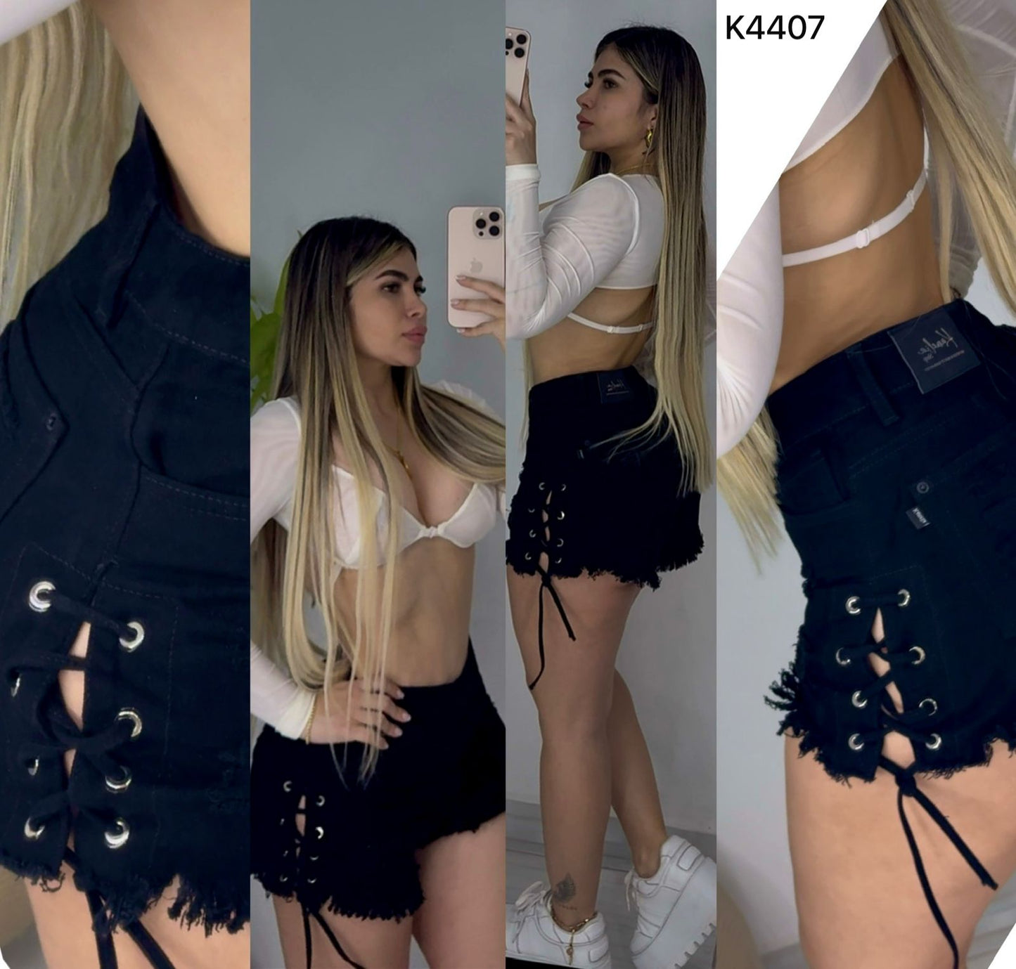 SHORT NEGRO K4407 TELA RIGIDA  ♥️ENVIO GRATIS ♥️