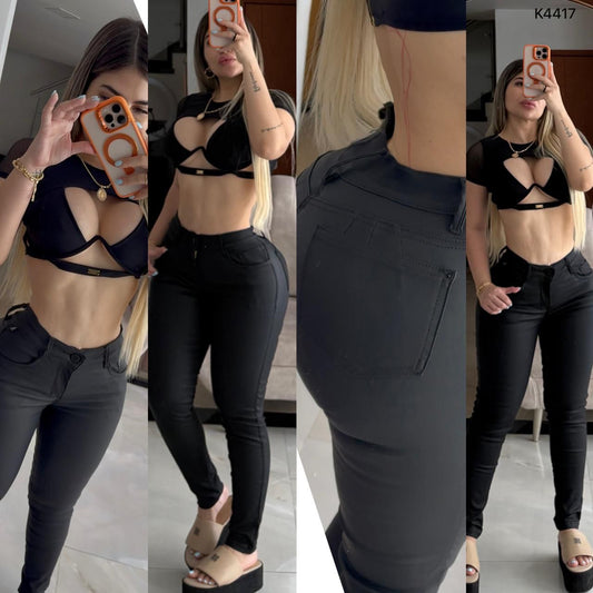 JEANS SKINNY CUERINA TELA STRECH K4417 ♥️ENVIO GRATIS♥️