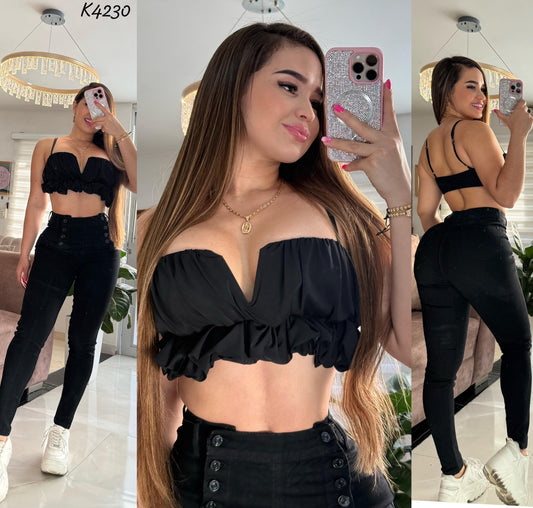 JEANS SKINNY NEGRO K4230♥️ENVIO GRATIS ♥️