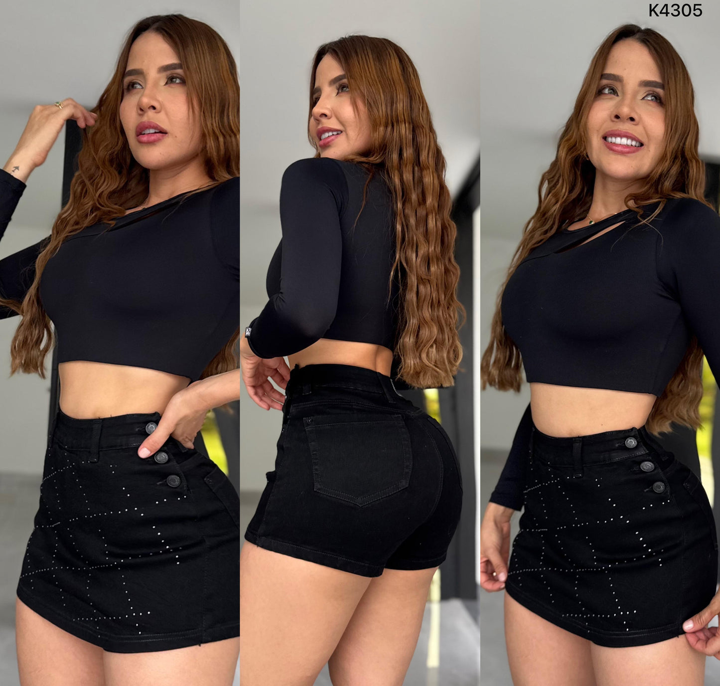 FALDA SHORT  STRECH PEDRERIA  K4305 ❤ENVIO GRATIS ❤
