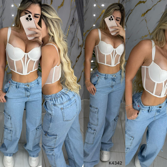 JEANS CARGO TELA RIGIDA REF K4342 ♥️ENVIO GRATIS ♥️