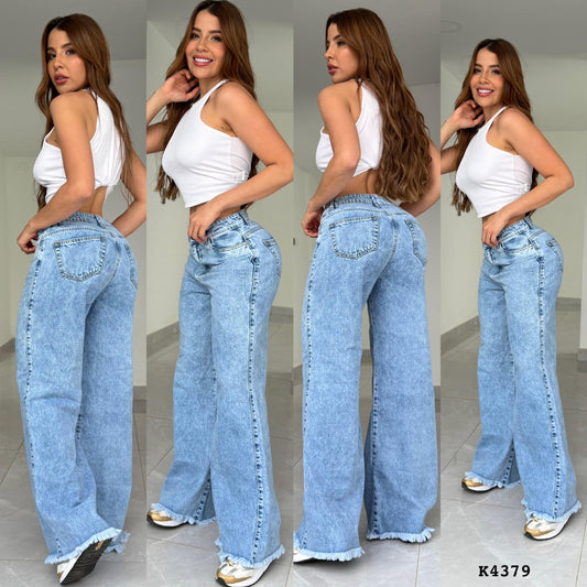 PANTALÓN MOM FLAT PEDRERIA IMPORTADA K4379 ♥️ENVIO GRATIS ♥️