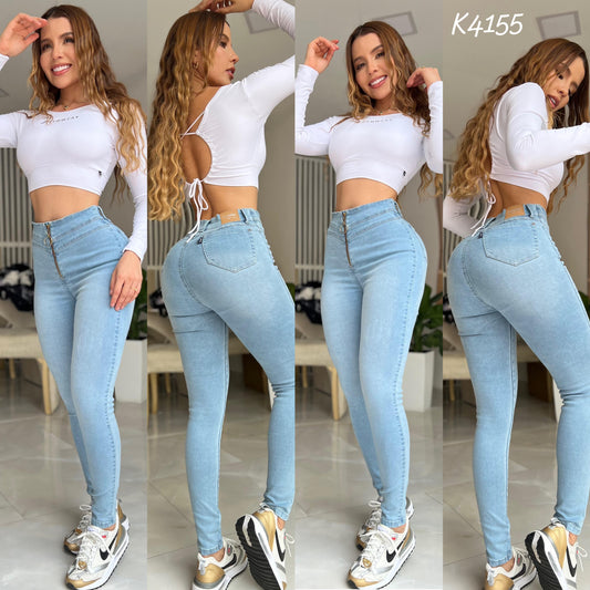 JEANS SKINNY CON CIERRE FRONTAL LEVANTA COLA K4155♥️ENVIO GRATIS ♥️