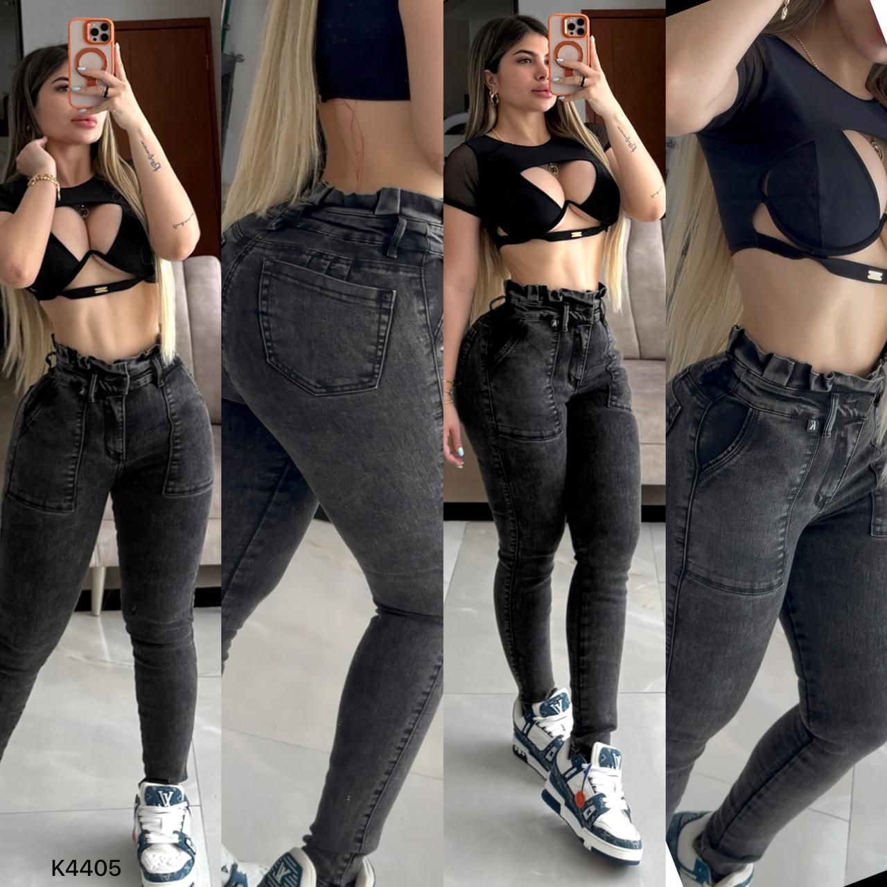 JEANS SKINNY GRIS GOLAS TELA STRECH  K4405 ♥️ENVIO GRATIS♥️