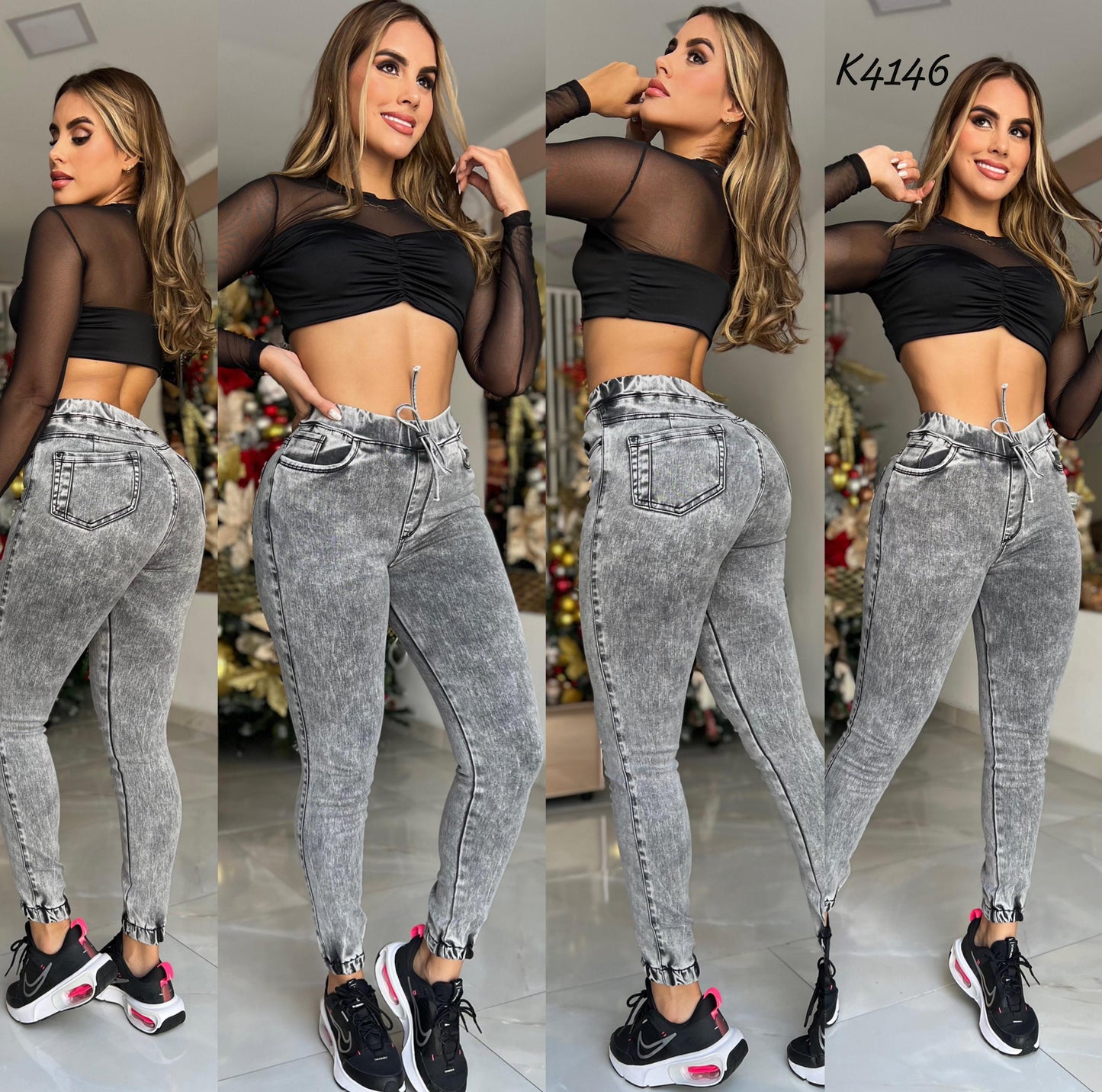 JOGGER GRIS TELA  STRECHT K4146❤ENVÍO GRATIS ❤